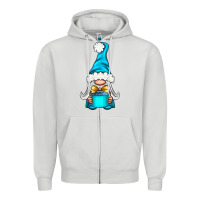 Dove Grey winter gnome with gift Zipper Hoodie - NancyCooperArtShop