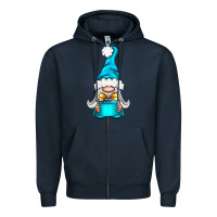 Navy winter gnome with gift Zipper Hoodie - NancyCooperArtShop