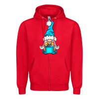 Red winter gnome with gift Zipper Hoodie - NancyCooperArtShop