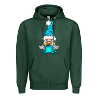 Sports Green winter gnome with gift Zipper Hoodie - NancyCooperArtShop