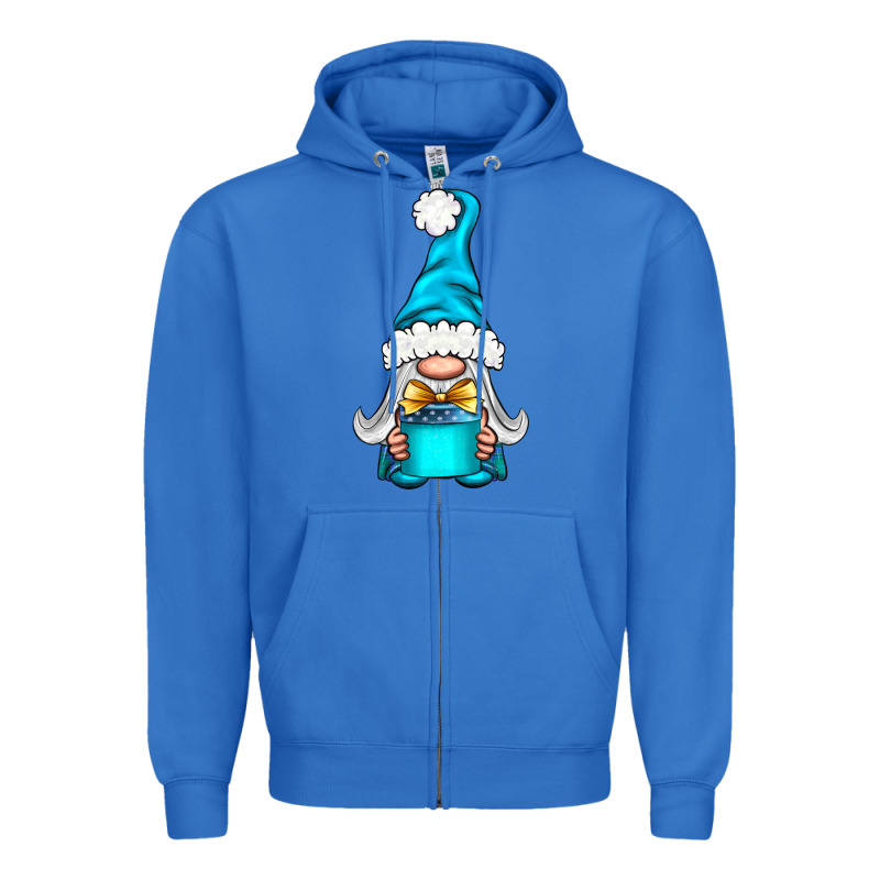 Winter Gnome With Gift Zipper Hoodie by NancyCooperArtShop | Teevron