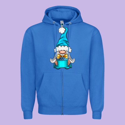 Winter Gnome With Gift Zipper Hoodie Designed By Nancycooperartshop