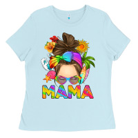 Baby Blue messy bun mama summer Ladies Tee - RanaPortraitStore