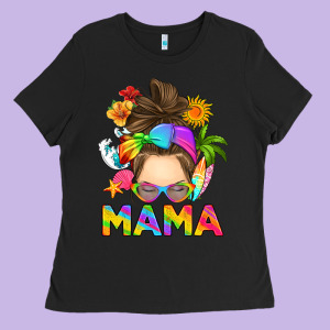 Messy Bun Mama Summer Ladies Tee Designed By Ranaportraitstore