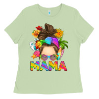 Matcha messy bun mama summer Ladies Tee - RanaPortraitStore