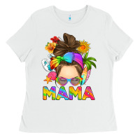 White messy bun mama summer Ladies Tee - RanaPortraitStore