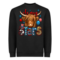 Black oh my stars 4th of july shaggy cow Heavyweight Sweatshirt - Jasminsmagicworld
