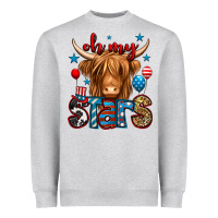 Heather Grey oh my stars 4th of july shaggy cow Heavyweight Sweatshirt - Jasminsmagicworld