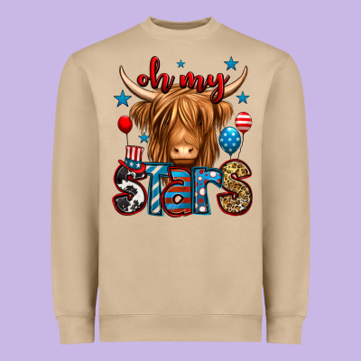 Oh My Stars 4th Of July Shaggy Cow Heavyweight Sweatshirt Designed By Jasminsmagicworld