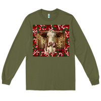 Army Green christmas heifer with candy canes Long Sleeve Tee - BarkalooDesign