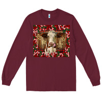 Burgundy christmas heifer with candy canes Long Sleeve Tee - BarkalooDesign