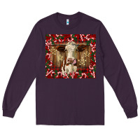 Plum christmas heifer with candy canes Long Sleeve Tee - BarkalooDesign