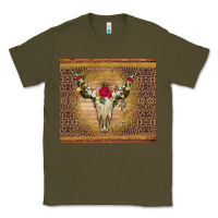 Army Green bull skull flowers glitter and leopard Classic Tee - Artiststas