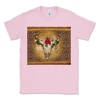 Bubblegum Pink bull skull flowers glitter and leopard Classic Tee - Artiststas