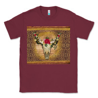 Burgundy bull skull flowers glitter and leopard Classic Tee - Artiststas