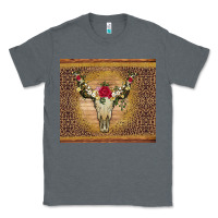 Charcoal Heather bull skull flowers glitter and leopard Classic Tee - Artiststas