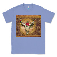 Colony Blue bull skull flowers glitter and leopard Classic Tee - Artiststas
