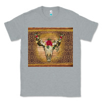 Heather Grey bull skull flowers glitter and leopard Classic Tee - Artiststas