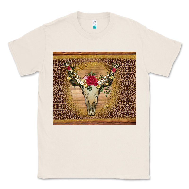 Bull Skull Flowers Glitter And Leopard Classic Tee by Artiststas | Teevron
