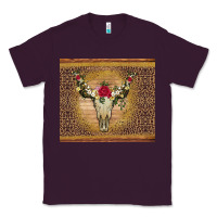 Plum bull skull flowers glitter and leopard Classic Tee - Artiststas