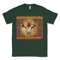 Sports Green bull skull flowers glitter and leopard Classic Tee - Artiststas