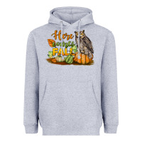 Heather Grey Here Comes Fall Owl Heavyweight Hoodie - LillyAllenDesigns