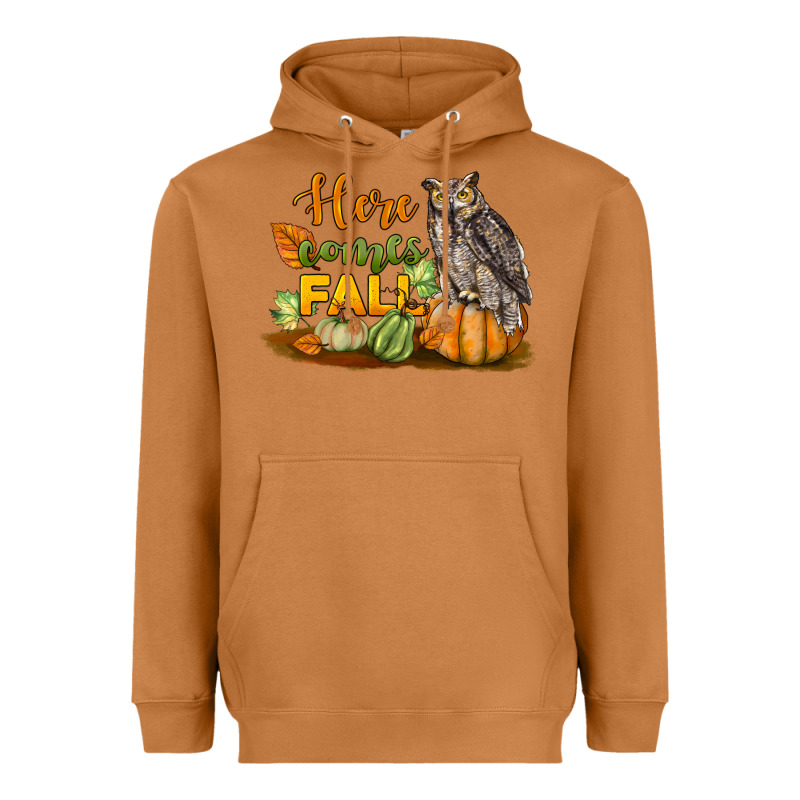 Here Comes Fall Owl Heavyweight Hoodie by LillyAllenDesigns | Teevron