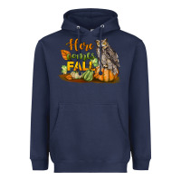 Navy Here Comes Fall Owl Heavyweight Hoodie - LillyAllenDesigns