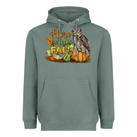 Sage Here Comes Fall Owl Heavyweight Hoodie - LillyAllenDesigns