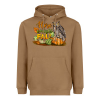Toasted Coconut Here Comes Fall Owl Heavyweight Hoodie - LillyAllenDesigns