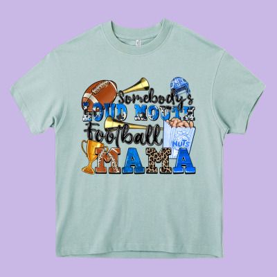Somebody's Loud Mouth Football Mama Heavy Core Tee Designed By Zillion Design Studio