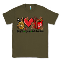 Army Green peace love  hot chocolate Classic Tee - AdoDesignShop