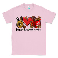 Bubblegum Pink peace love  hot chocolate Classic Tee - AdoDesignShop