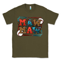Army Green Baseball mawmaw leopard frame Classic Tee - LillyAllenDesigns