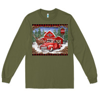 Army Green Christmas farm reindeer and truck Long Sleeve Tee - BarkalooDesign