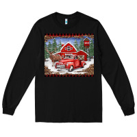 Black Christmas farm reindeer and truck Long Sleeve Tee - BarkalooDesign