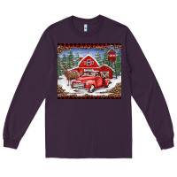 Plum Christmas farm reindeer and truck Long Sleeve Tee - BarkalooDesign