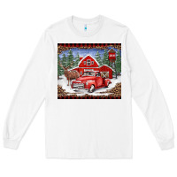 White Christmas farm reindeer and truck Long Sleeve Tee - BarkalooDesign