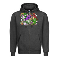 Charcoal Heather gamer mardi gras game controller Zipper Hoodie - MaliasSmallBusiness