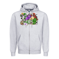 Heather Grey gamer mardi gras game controller Zipper Hoodie - MaliasSmallBusiness