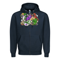 Navy gamer mardi gras game controller Zipper Hoodie - MaliasSmallBusiness