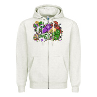 Oatmeal Heather gamer mardi gras game controller Zipper Hoodie - MaliasSmallBusiness