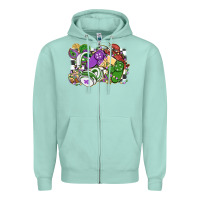 Seafoam gamer mardi gras game controller Zipper Hoodie - MaliasSmallBusiness
