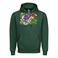 Sports Green gamer mardi gras game controller Zipper Hoodie - MaliasSmallBusiness