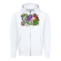 White gamer mardi gras game controller Zipper Hoodie - MaliasSmallBusiness