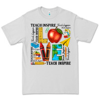 Dove Grey teach love inspire teacher Premium Tee - texasbilliewilder