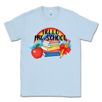 Dusty Blue Hello Pre School Classic Tee - AdoDesignShop