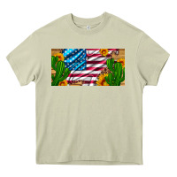 Mossy usa flag and cactus and sunflowers with leopard and wood license  plat Heavy Core Tee - Artiststas