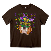 Chocolate Brown mardi gras  mask beagle Heavy Core Tee - RanaPortraitStore