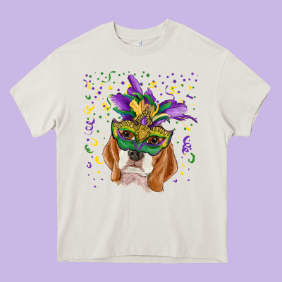 Heavy Core Tee mardi gras  mask beagle